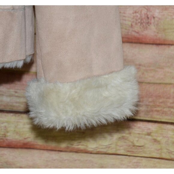 Coldwater Creek Faux Suede Faux Fur Lined Jacket Winter Coat M Toggle Buttons - Picture 5 of 10